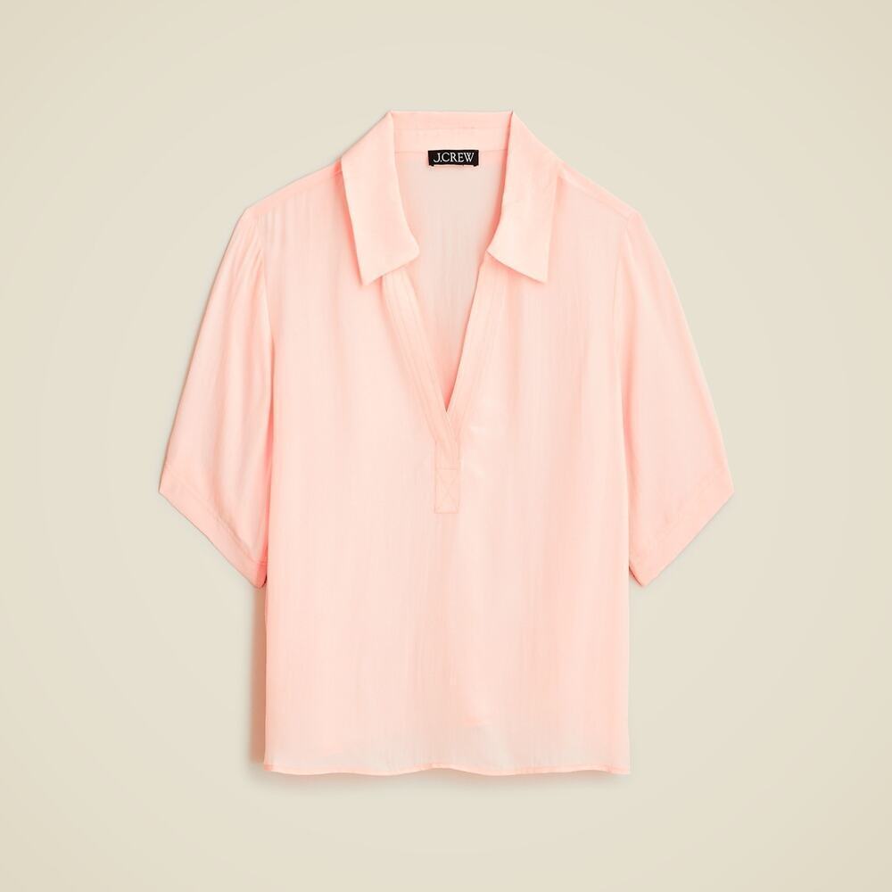 J. Crew Relaxed Fit Bungalow Popover Top Short Sleeve Crepe Delicate Bloom S NWT